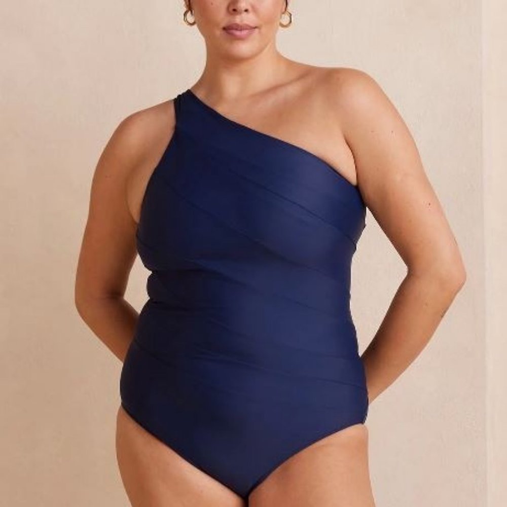 Summersalt - Long Torso Sidestroke - Navy One Piece Swimsuit - size 10LT